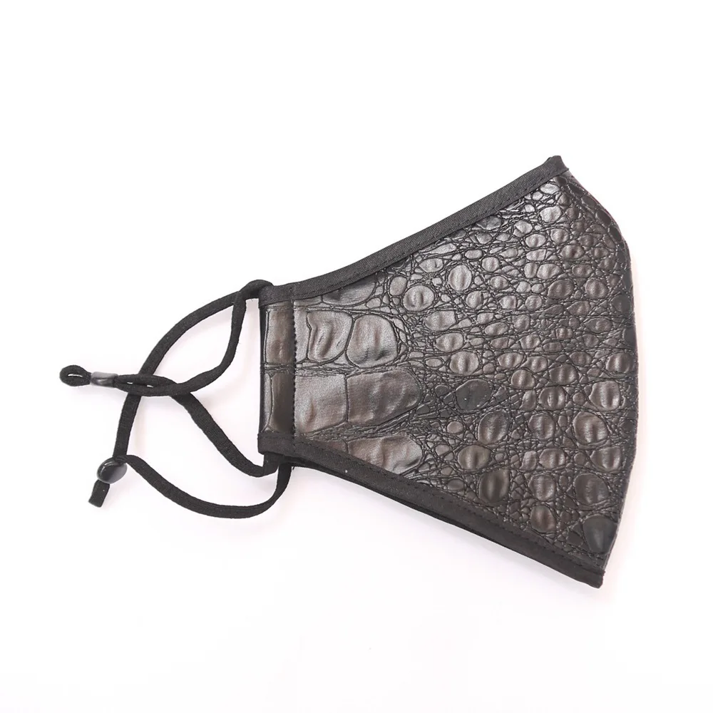 Filtro de três camadas personalizado máscara de proteção aprimorada decorativa impermeável couro sintético PU lavável moda adulta