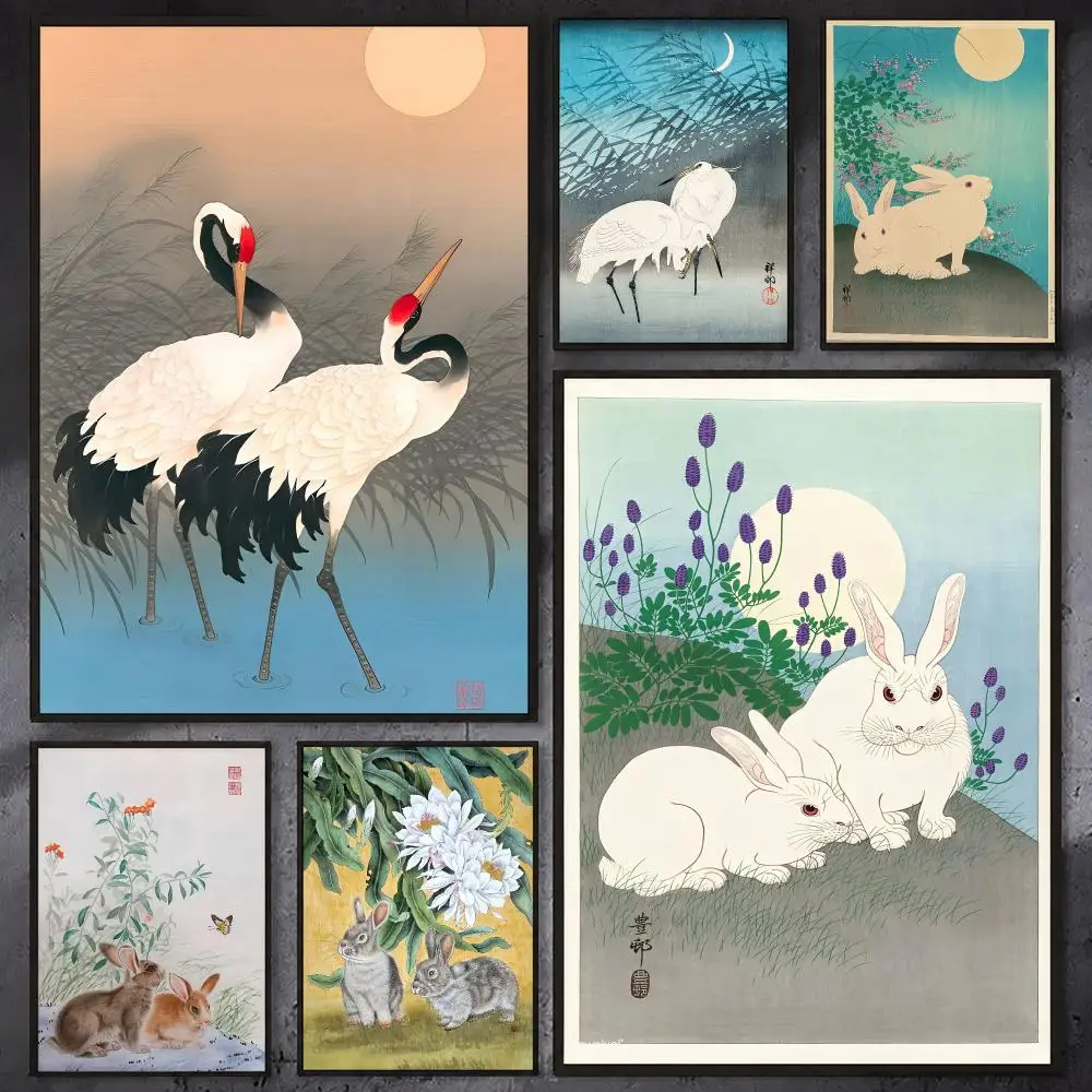 Retro Animals Chinese Style Poster Waterproof Sticky Wall Art Print For Bedroom Living Room Hallway Bar Home Decor