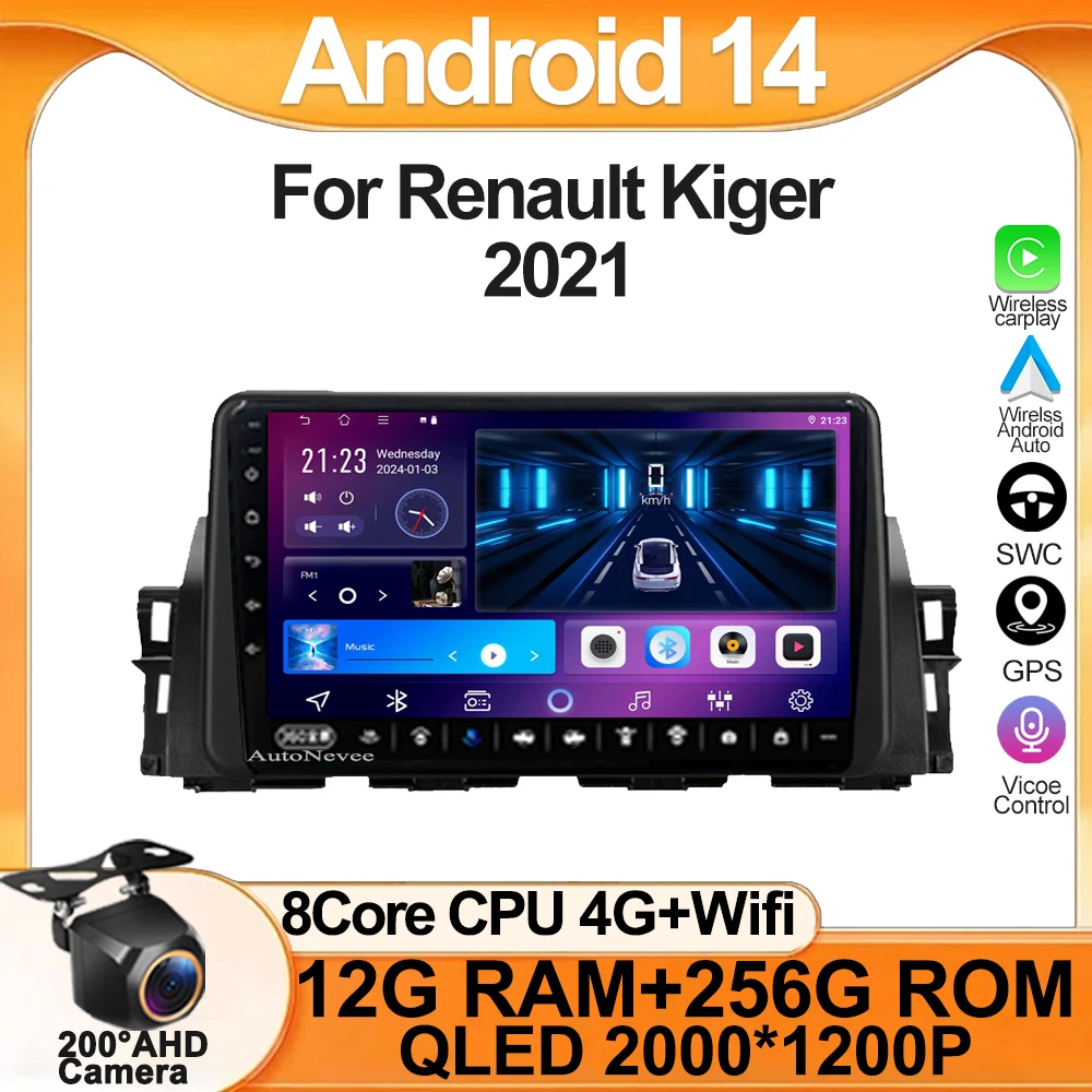 

Car Radio Player For Renault Kiger 2021 Stereo Head Unit Carplay Android auto Mirror Link Intelligent System GPS Navigation Wifi