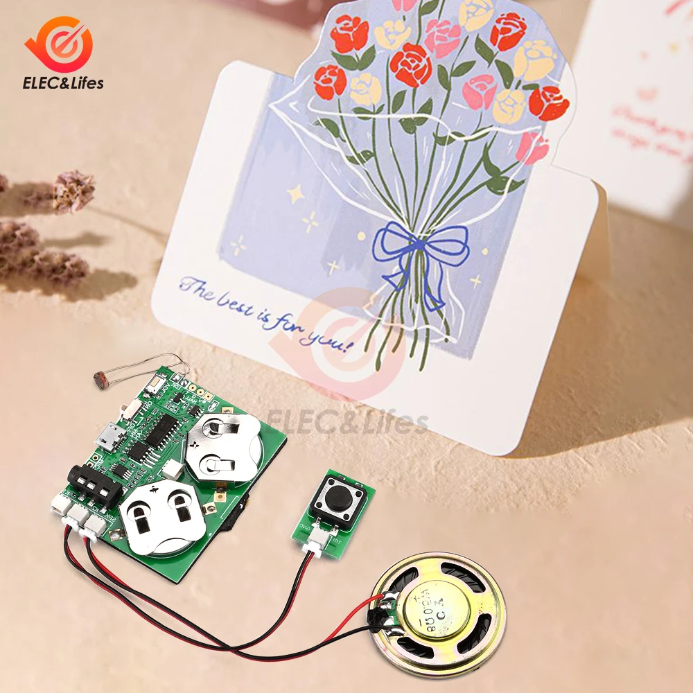 4M Recordable Sound Module Programmable Sound Chip for Greeting Card USB Charging Voice Board for DIY Toys Creative Gifts