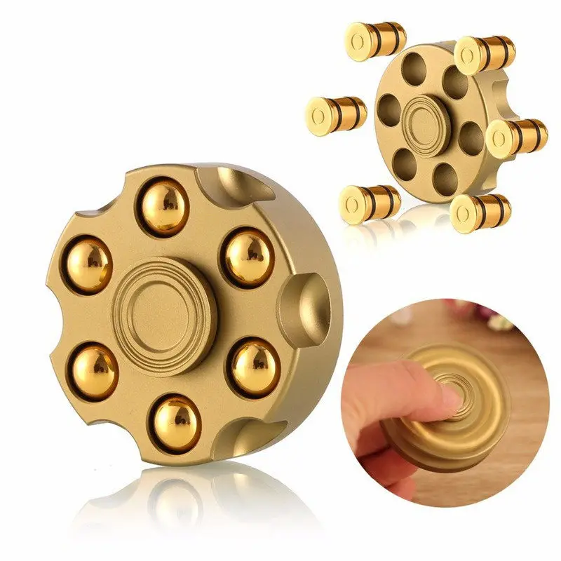 Metal Revolver Fidget Spinner, Brass Detachable Bullet Design EDC Hand Spinner, Stress Relief Toy for Adults