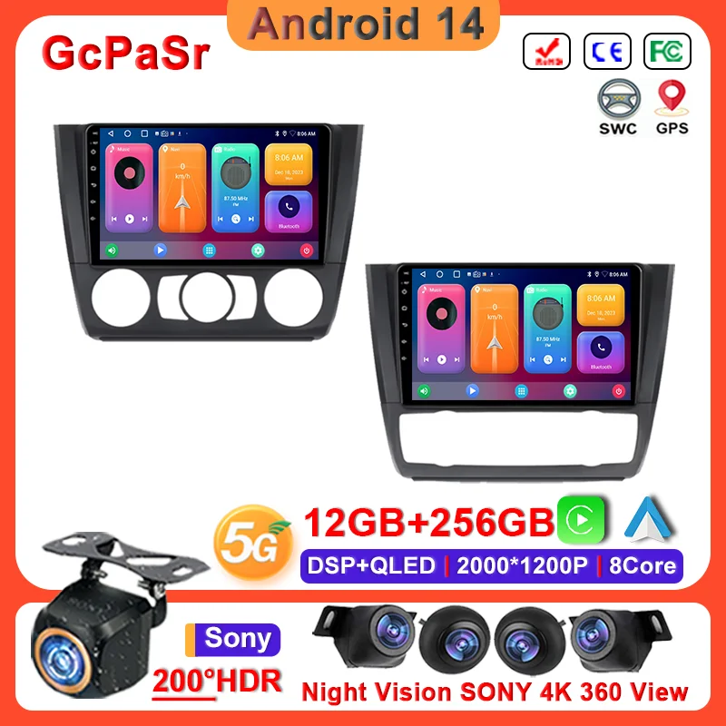 

Android 14 Car For BMW 1 Series E81 E82 E87 E88 AT 2004 - 2011 Multimedia Head Unit Navigation Auto Radio Player Car Stereo DVD