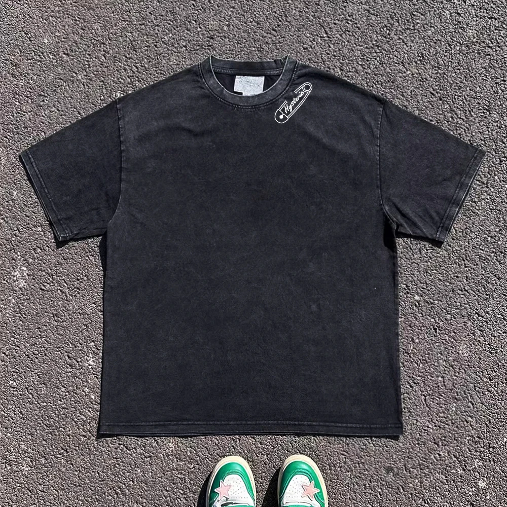 Couple Matching Short Sleeve T-Shirts Heavyweight Pin Design Simple Style Women's Fashion Summer Top Loose Fit Youth Trend
