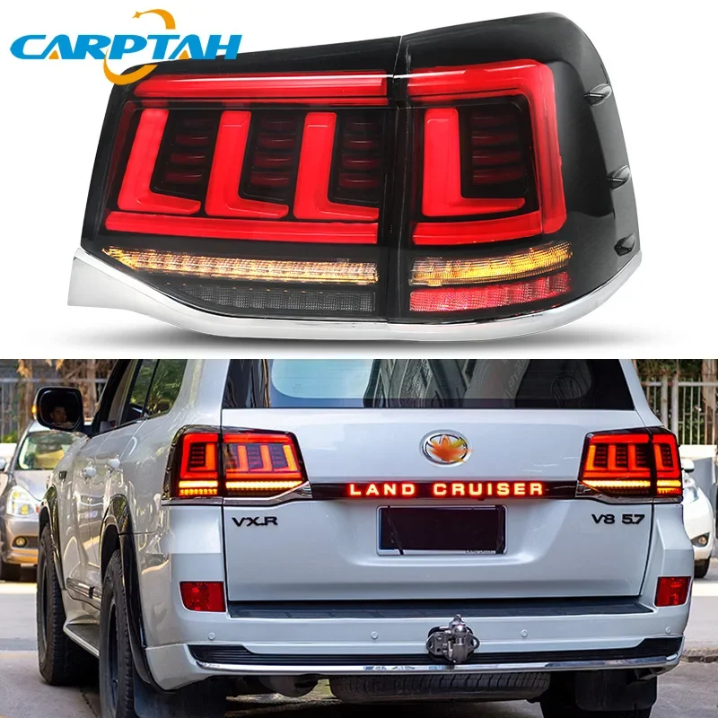 Car LED Tail Lights For Toyota Land Cruiser 200 2016-2022 LC200 Rear Lamp DRL + Dynamic Turn Signal + Reverse + Brake