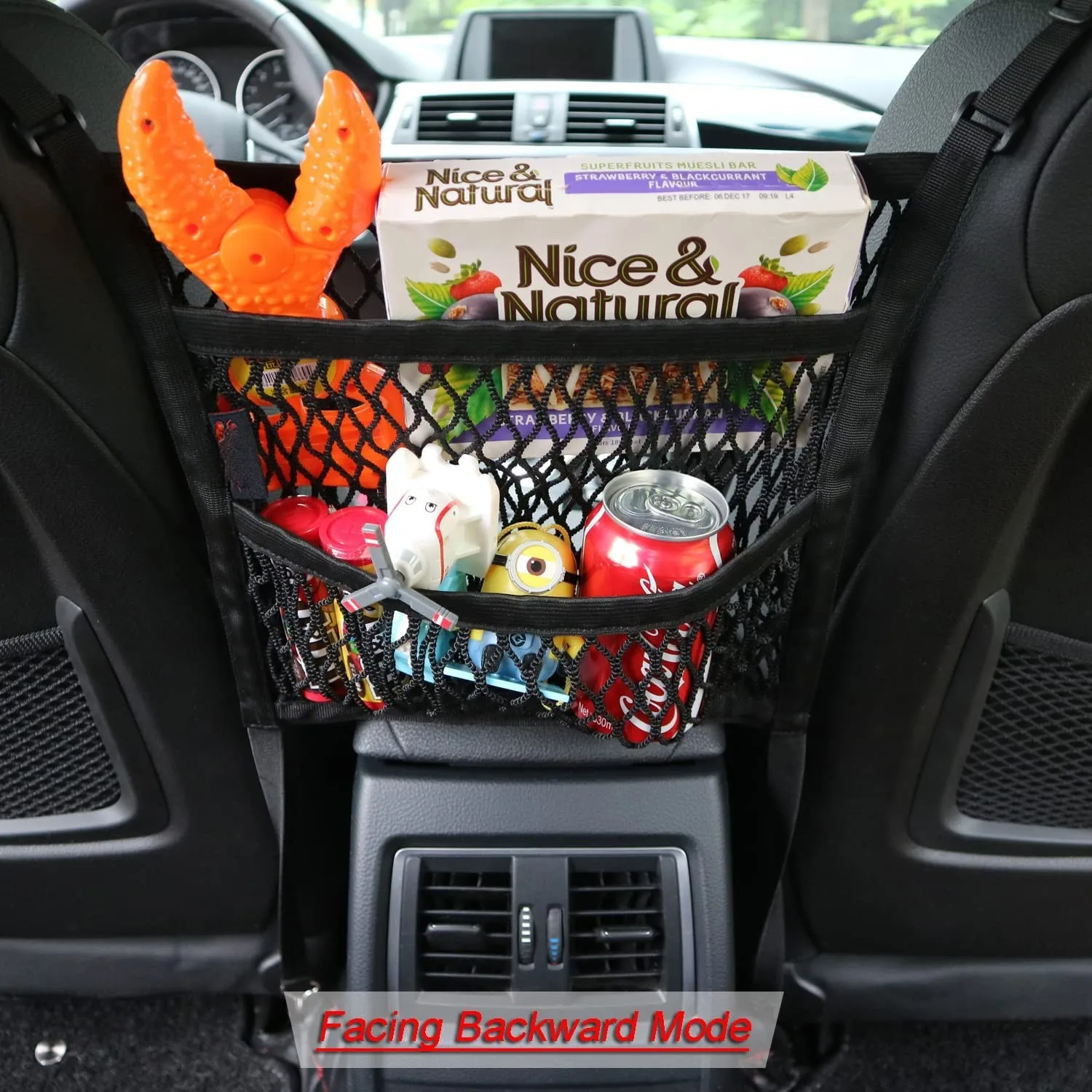 Car Mesh Organizer, Seat Back Net Bag, Barrier of Backseat Pet Kids, Cargo Tissue Purse Holder, Driver Storage Netting Pouch