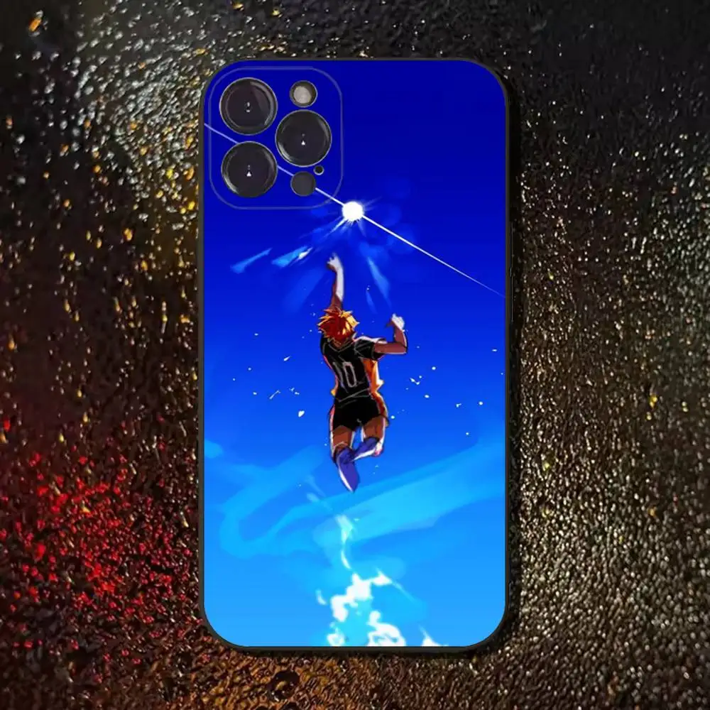 حافظة هاتف أنيمي H-Haikyuu Karasuno لهاتف آيفون 17,16,15,14,13,12,11 Plus,Pro Max,XS,X,XR,SE,Mini,8,7,غطاء أسود من السيليكون الناعم #3