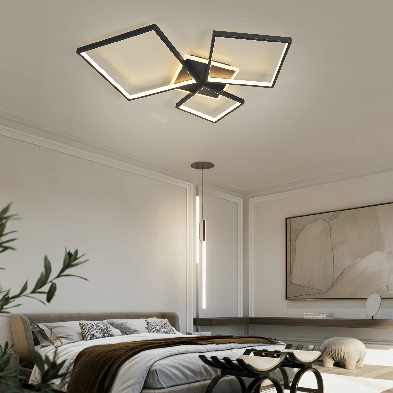 

Smart Home Alexa Modern Led Ceiling Lights For Living Room Bedroom Study Room Black/Gold Dimmable Ceiling Lamp 90-260V