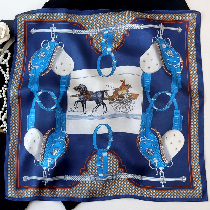 

Luxury Silk Scarf Small Bandanas Shawls Scarves for Ladies Foulard Femme Lover Mother Gift Clothing Decoration Saddle Print