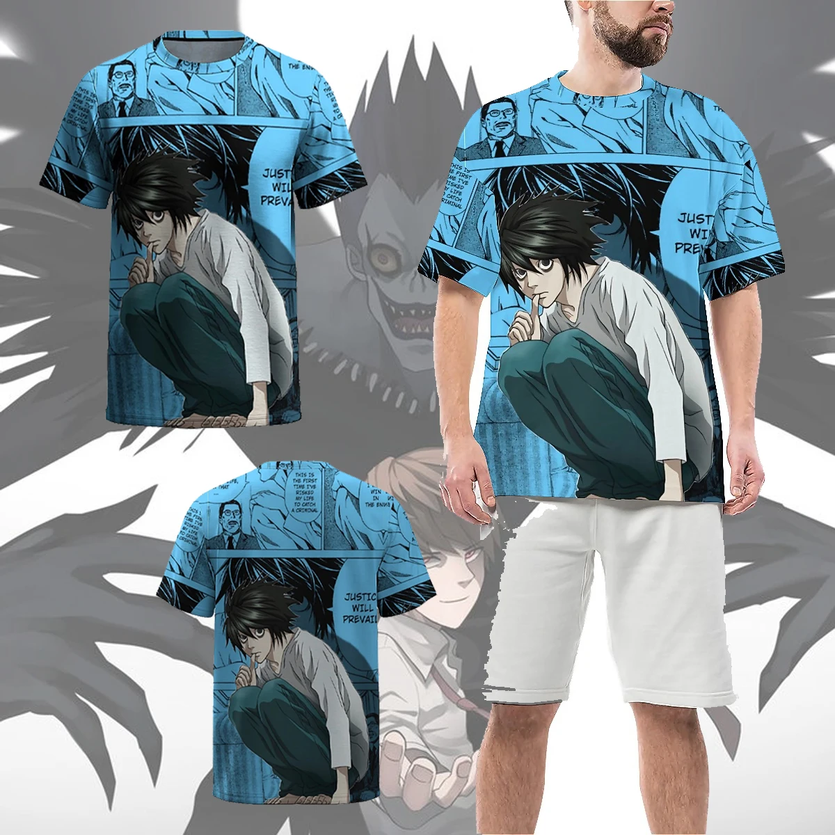 Death Note masculino lavado camiseta, camiseta japonesa, roupas de anime vintage, tops extragrandes, roupas de manga curta, Y2K
