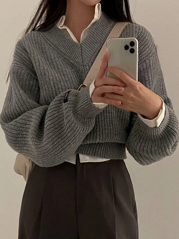 Rétro Chic femmes tricots v-ne Long Sve ort manteau Vintage Sle chaleur coupe confortable automne hiver Faion vêtements d'extérieur