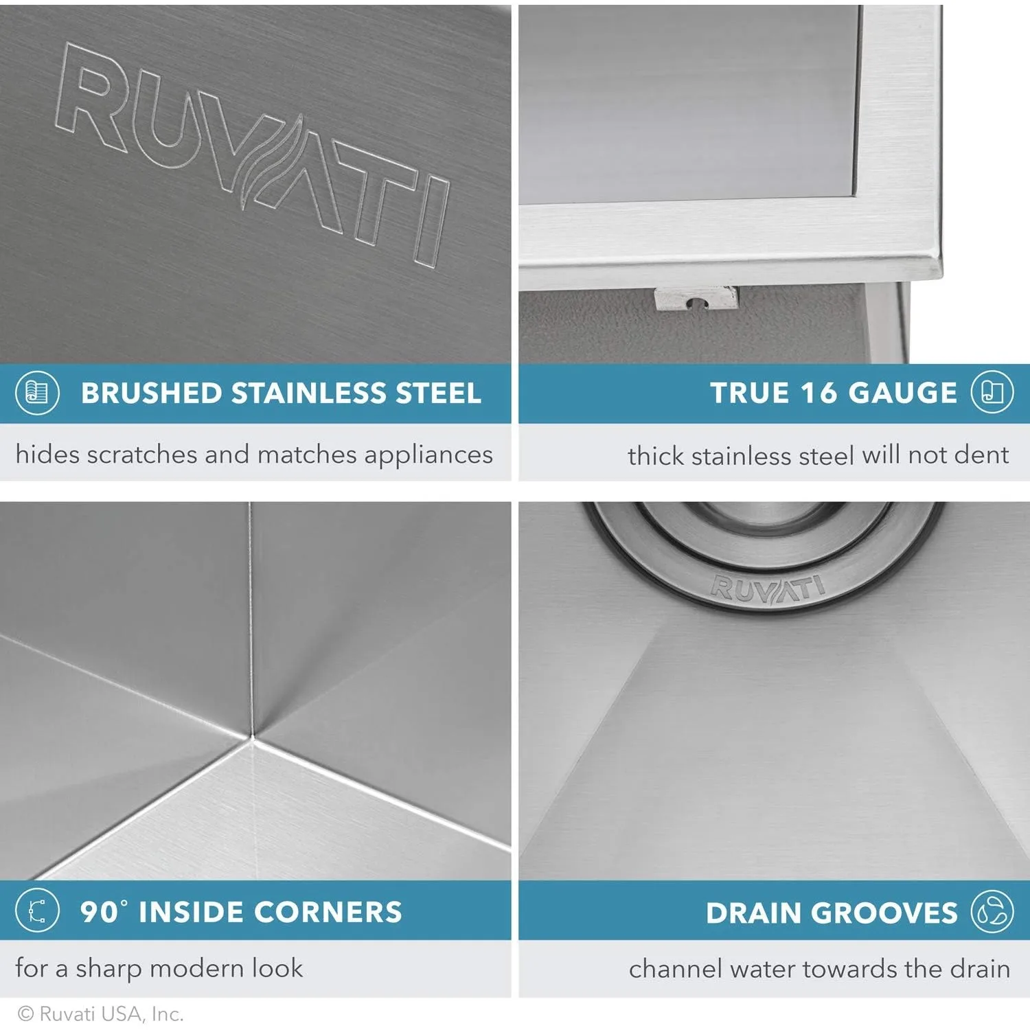 Ruvati 15 X 20 Inch Drop-in Topmount Bar Prep Kitchen Sink 16 Gauge Stainless Steel Single Bowl - RVH8110 USA