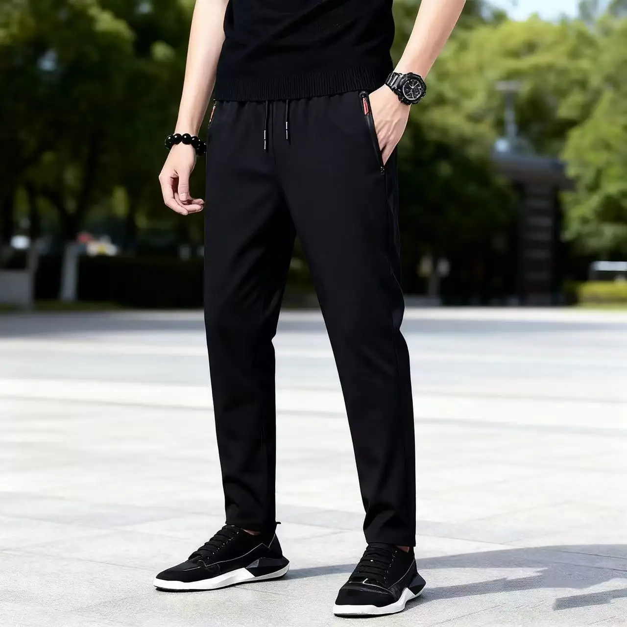 

Men's Casual Pants Stretch Slim Fit Elastic Waist Jogger Korean Classic Blue Black Gray Male Brand Trousers Plus Size 4XL 5XL