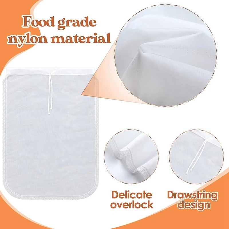 12 Pcs Nut Milk Bag Reusable Food Safe Nylon Bag For Straining Almond, Coffee, Juices