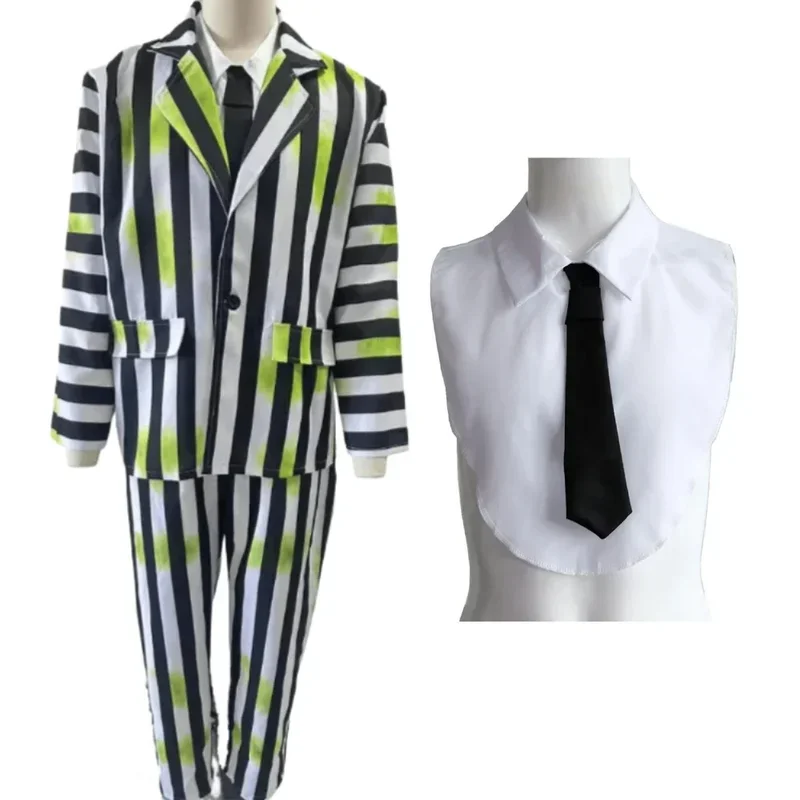 Costume cosplay di Beetle del film Abito a strisce bianche e nere Travestimento per bambini adulti Set completo Abiti da festa di carnevale di Halloween Gioco di ruolo