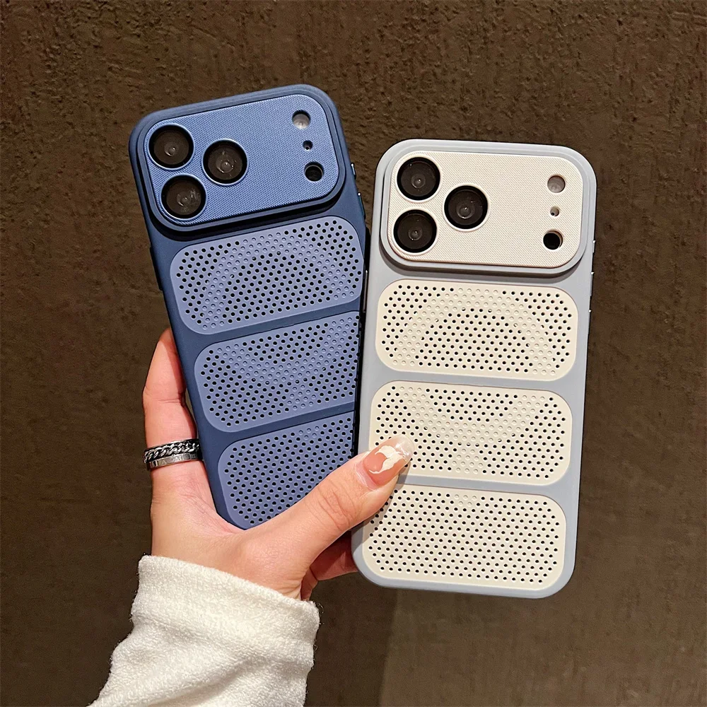 

Heat Dissipation Phone Case for iPhone 17 16 15 14 Pro Max Breathable Hollow Cooling Cover with Full Camera Lens Protection