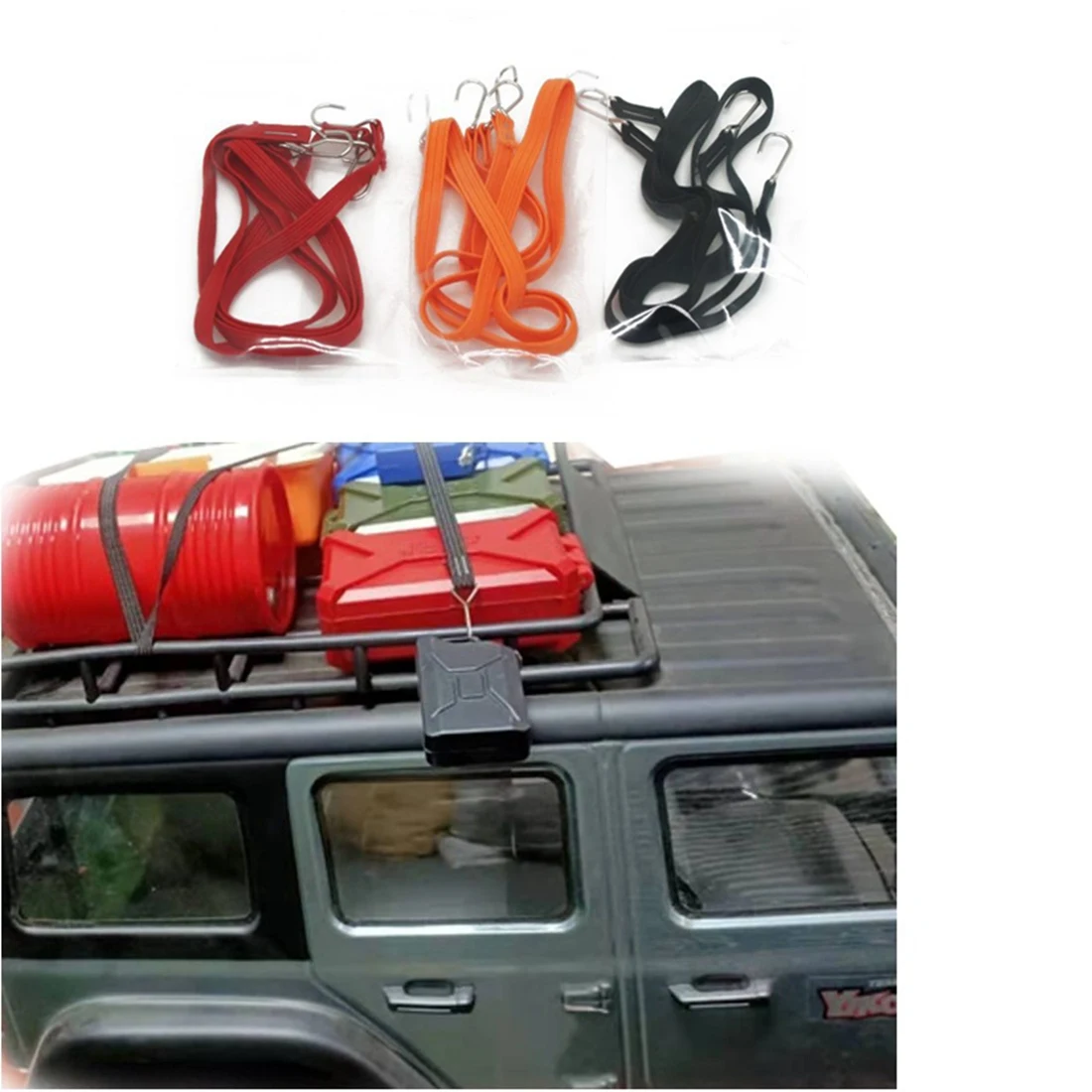 

A45F-2Pcs Elastic Roof Luggage Rack Rope Decorate Strap For 1/10 RC Crawler Car AXIAL SCX10 Traxxas TRX4 RC4WD D90 CC01