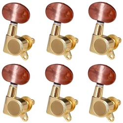 6Pcs Guitar Tuning Peg 3L3R6R6L Fully Enclosed Locking Tuning Pegs Tuner For Electric Acoustic Guitar Gold-Plated 3 Machine Head