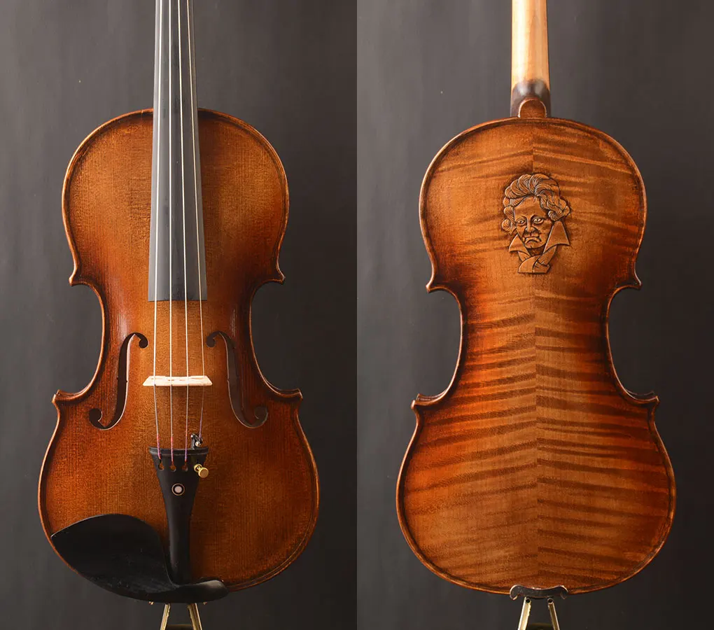 Strad model ! Full size advanced model violin Rare Carving, free case and bow