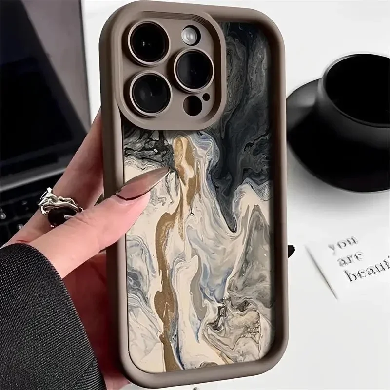 Watercolor Oil Painting Silicone Case for Samsung Galaxy S24 Ultra S23 S22 Plus S21 FE A32 A52 A13 A33 A53 A14 A34 A54 Cover