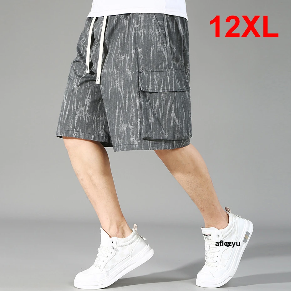 Summer Shorts Men Plus Size 10XL 12XL Cargo Shorts Fashion Casual Aflczyu Elastic Waist Short Pants Male Big Size 12XL