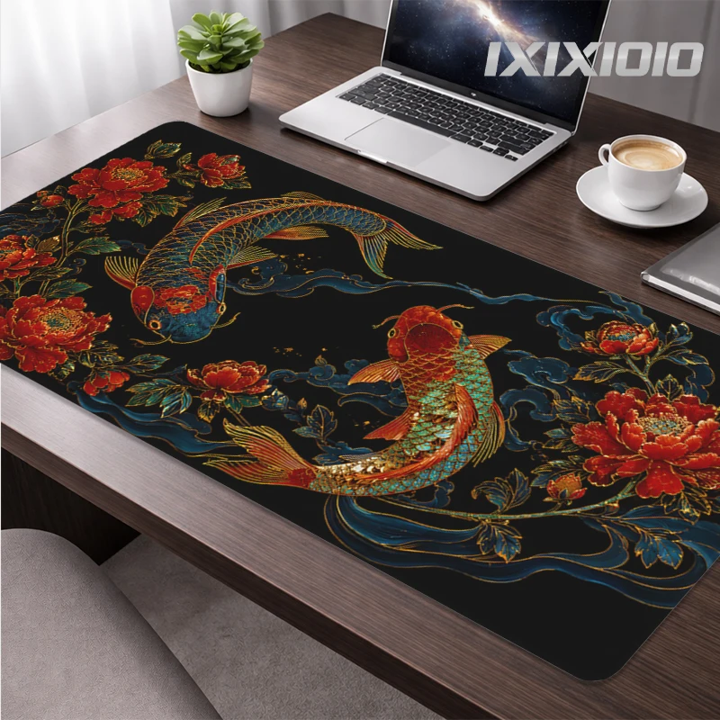 Mouse Pad Dark Koi Floral Gamer printon demand Large Mousepad XXL keyboard pad Non-Slip Office Carpet Gaming laptop Mouse Mats