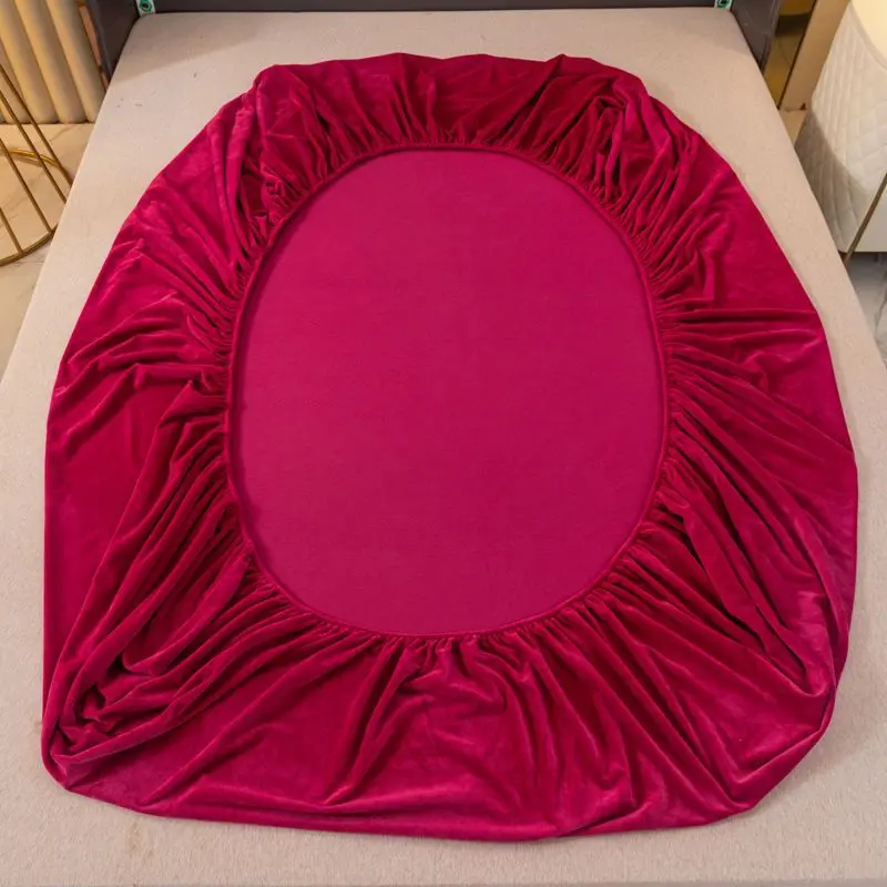 Drap-housse en velours doux avec bandes élastiques, housses de matelas réglables coordonnantes, lit simple, double, roi, reine, 160x200cm