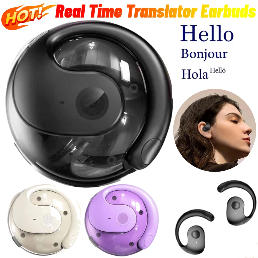 Translation Earbuds Real-time Language Translator Device Voice Travel Earbuds Wireless Bluetooth Language Translator Headphones