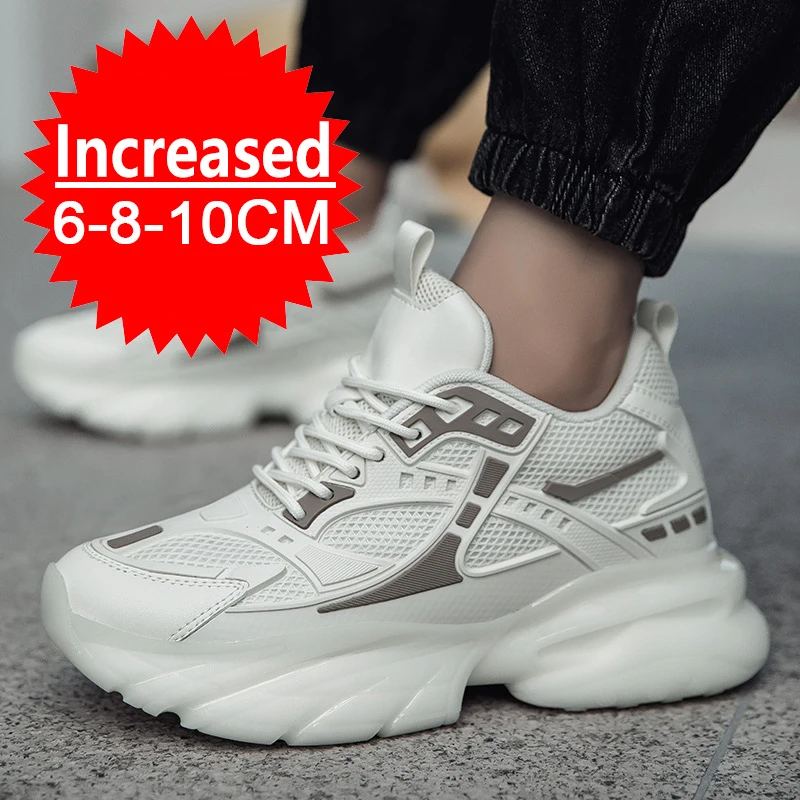 

Men Mesh Elevator Shoes Height Increase Sneakers Shoes for 8/10CM Sports Casual Shoes Invisible Inner Heightening Shoes for Men