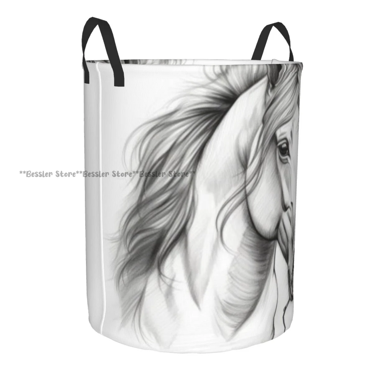 Dirty Laundry Basket Horse Head Folding Clothing Storage Bucket