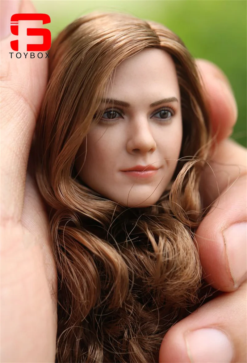 Emma Watson Goldenes Langhaar-Kopfskulptur-Schnitzmodell im Maßstab 1:6 für 12-Zoll-Femal-Soldat-Actionfigur-Körperpuppen