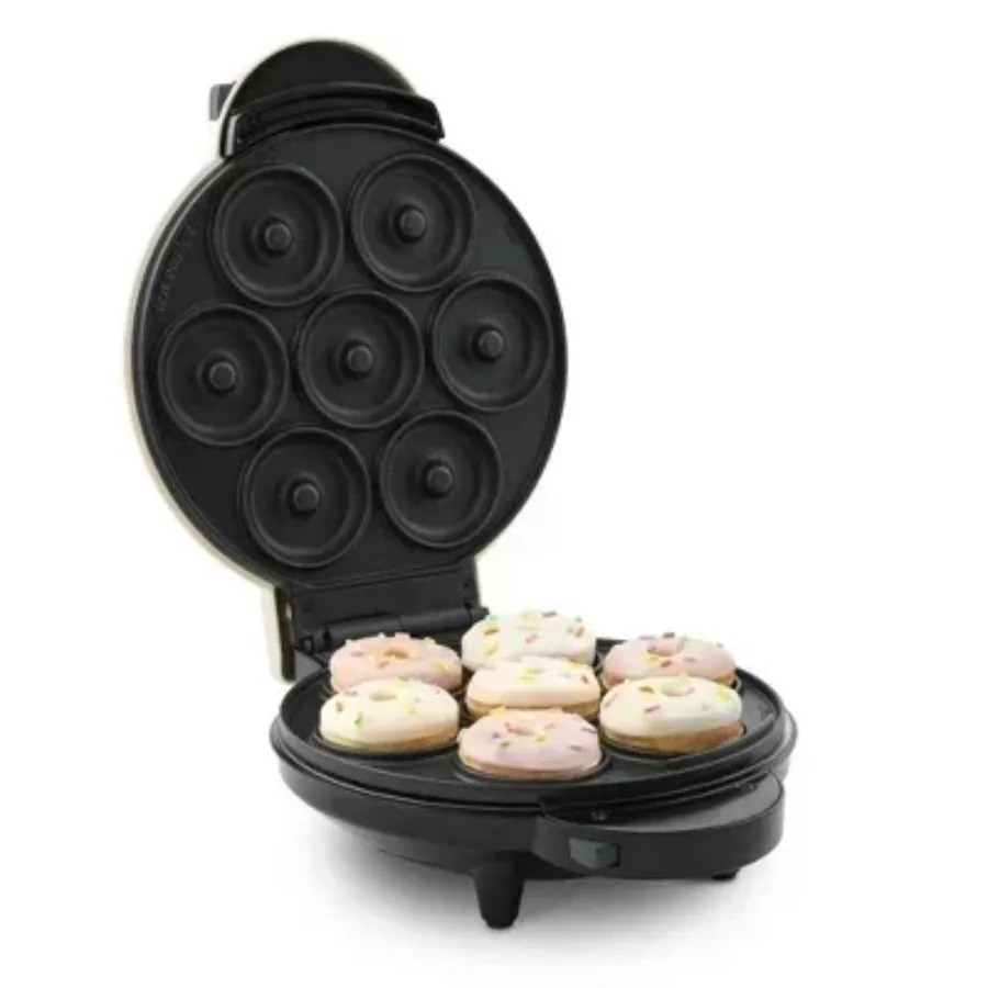 Treat Maker System with Waffle Bite, Mini Donut, & Mini Cupcake Plates Cream: Nonstick, 7 Cavities, 800W