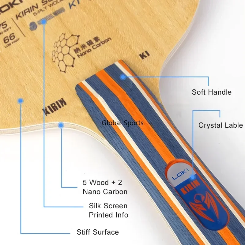 Original LOKI Kirin K1 K2 K3 Tischtennis Klinge Offensive Eintrag Ping Pong Klinge 5 + 2 Schichten Basis Board FL Grip Loki Klinge Schläger