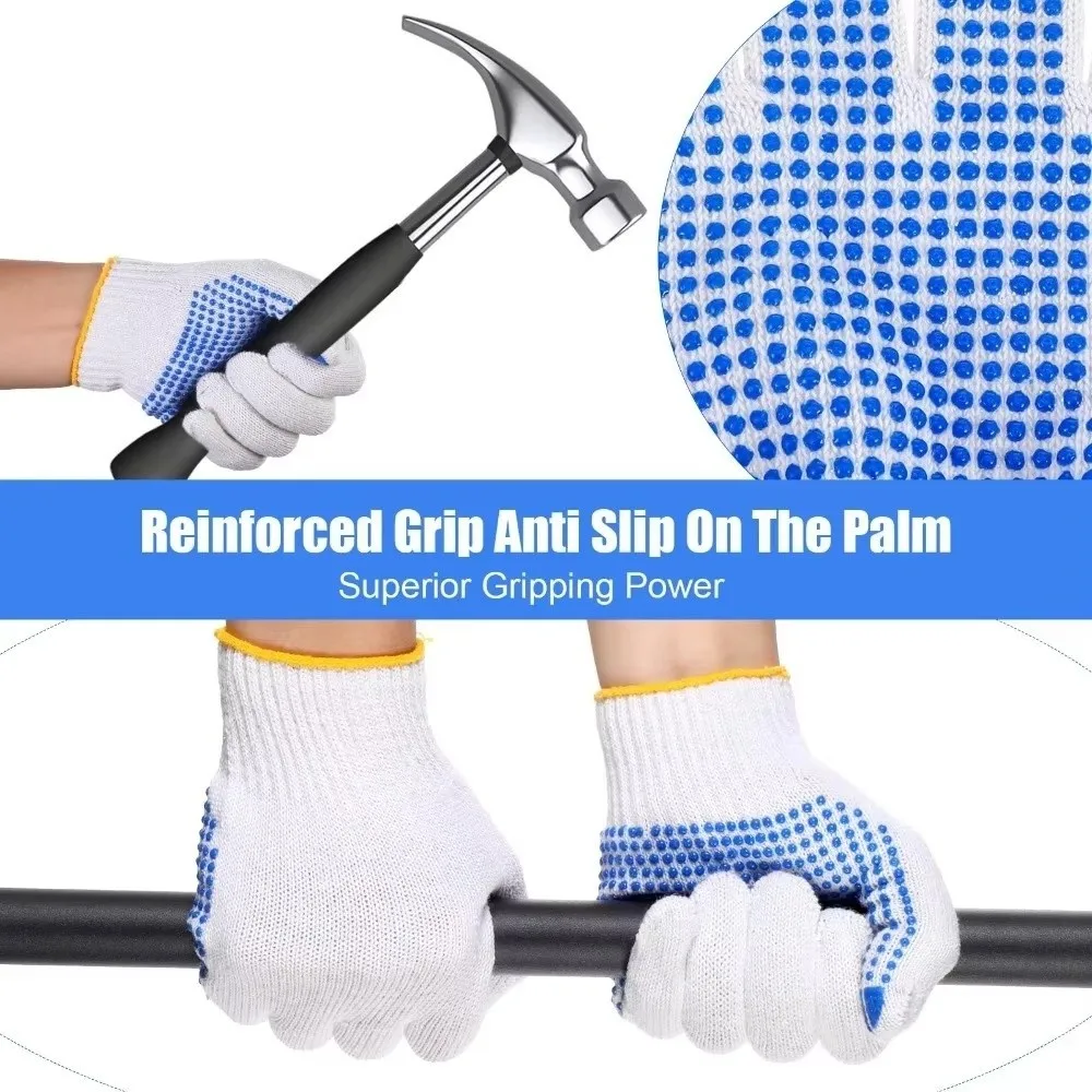 

48PCS/24Pairs Wear-Resistant Work Gloves Thickened Rubber Coated Protective Gloves Cotton Material Comfortable Safety Gloves