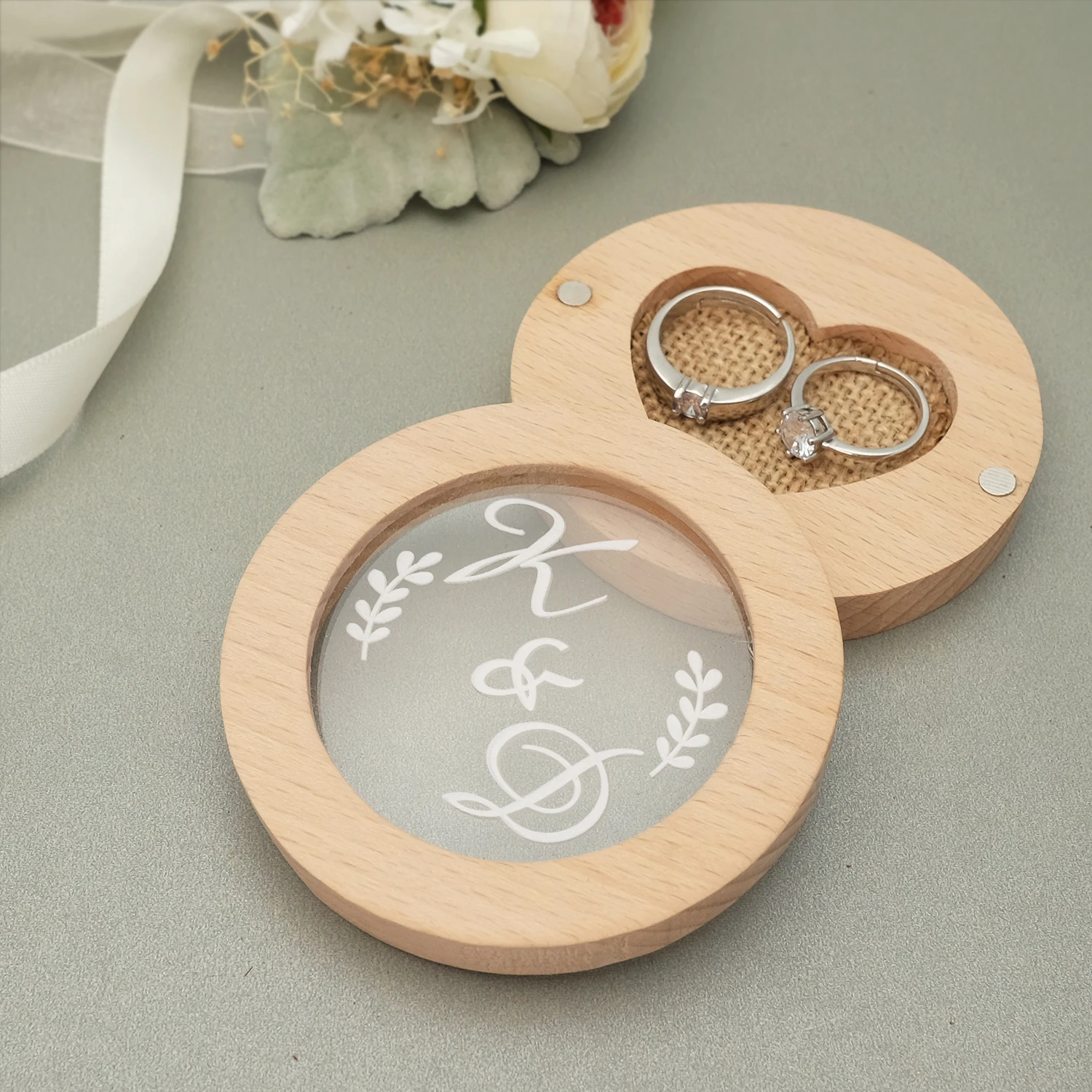 

Rustic Wood Wedding Rings Box, Ring Holder, Engagement Ring Pillow, Personalized