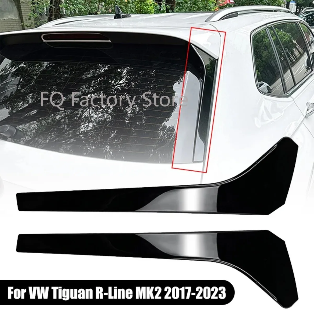 Para vw tiguan r-line mk2 2017 2018 2019 2020 2021 2022 2023 par preto brilhante janela traseira do carro spoiler lateral divisor