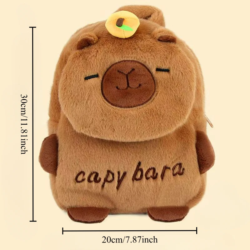 Kawaii Capybara Plüsch Rucksack Große Kapazität Capybara Schultasche Cartoon Orange Tier Umhängetasche Paar Rucksack Tasche Geschenk