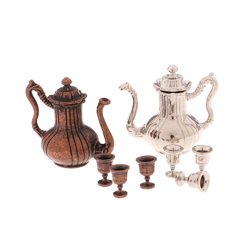 Service à vin l'inventaire de maison de courses, pichet à vin, théière, mini d'extraction avec tasse, modèle britannique, décor de jouet, accessoires de maison de beurre, 1 ensemble, 1:12