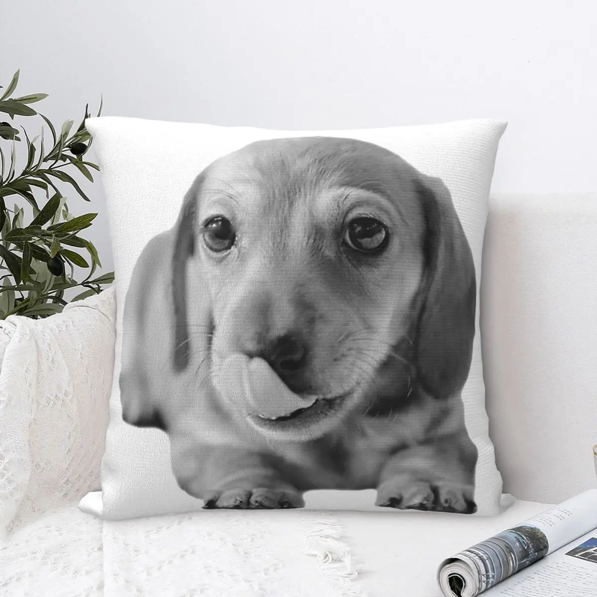 Cute Dachshund Puppy Throw Pillow Cover Polyester Cushions for Sofa Wiener Sausage Doxie Dog Lover 45*45cm Cushion Covers