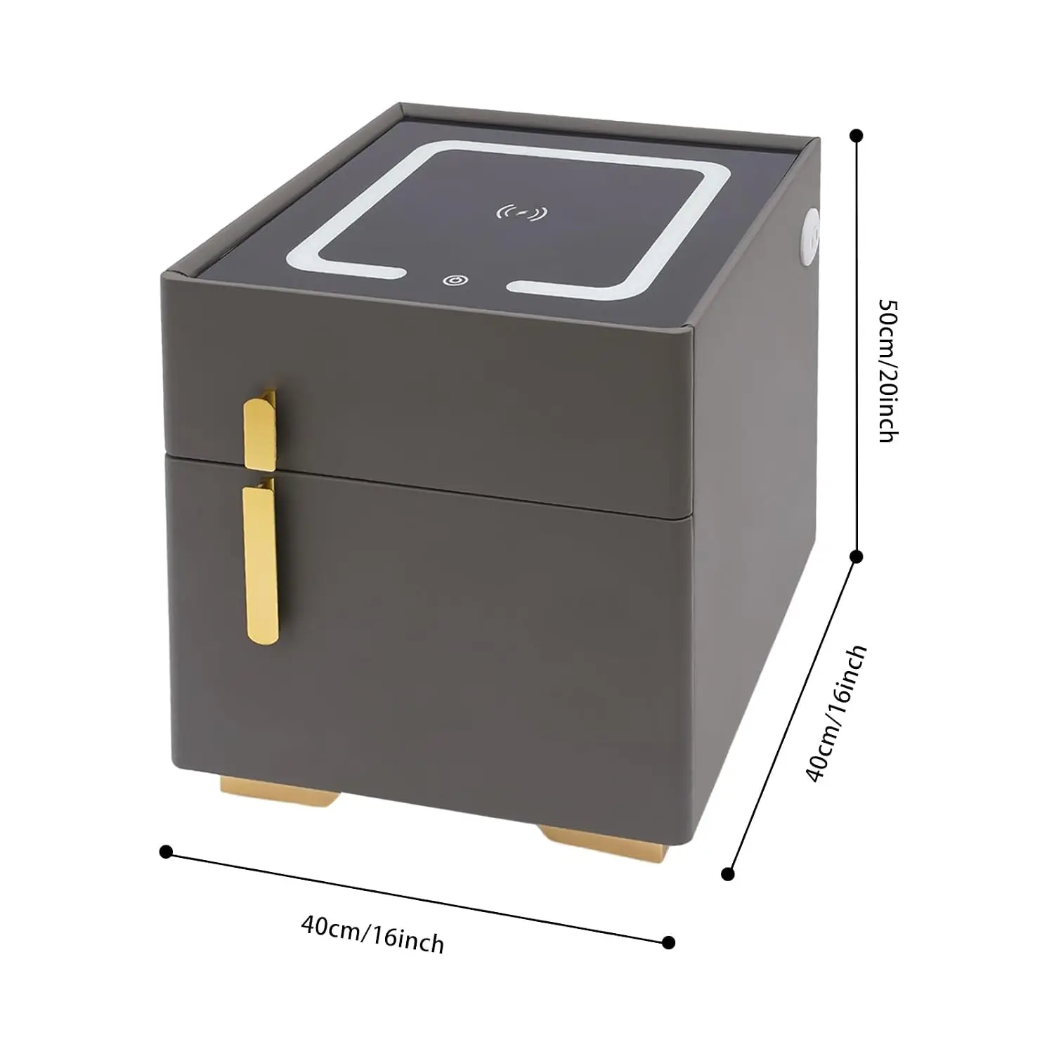 Smart Nightstand w/Safe & Combination Lock, USB Charging Station & LED Light, Solid Wood Bedside Table for Bedroom, Customized