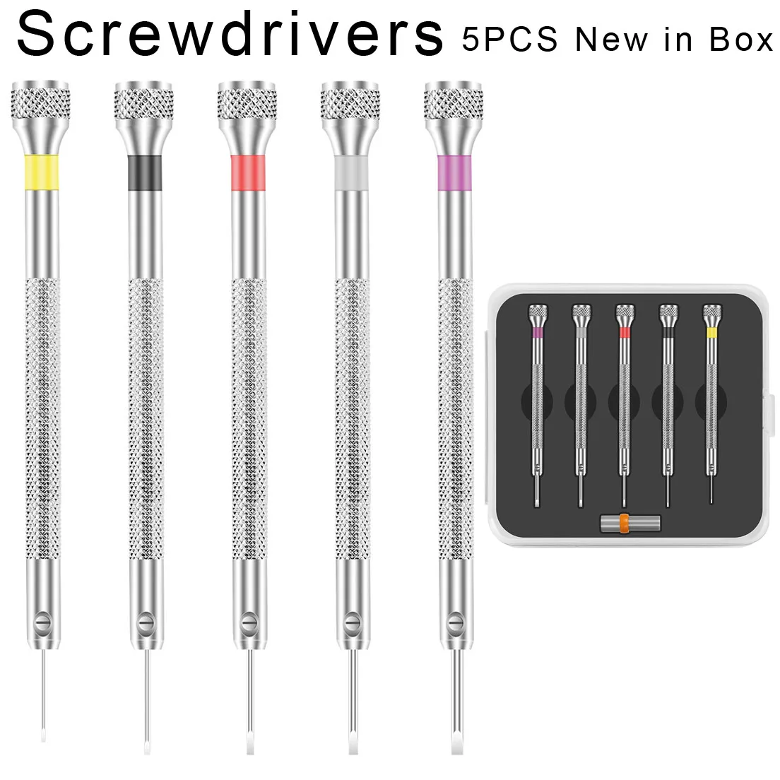 5PCS Uhr Reparatur Werkzeuge Schraubendreher-satz 0,8mm-1,6mm Flach Kopf Schraubendreher Kit