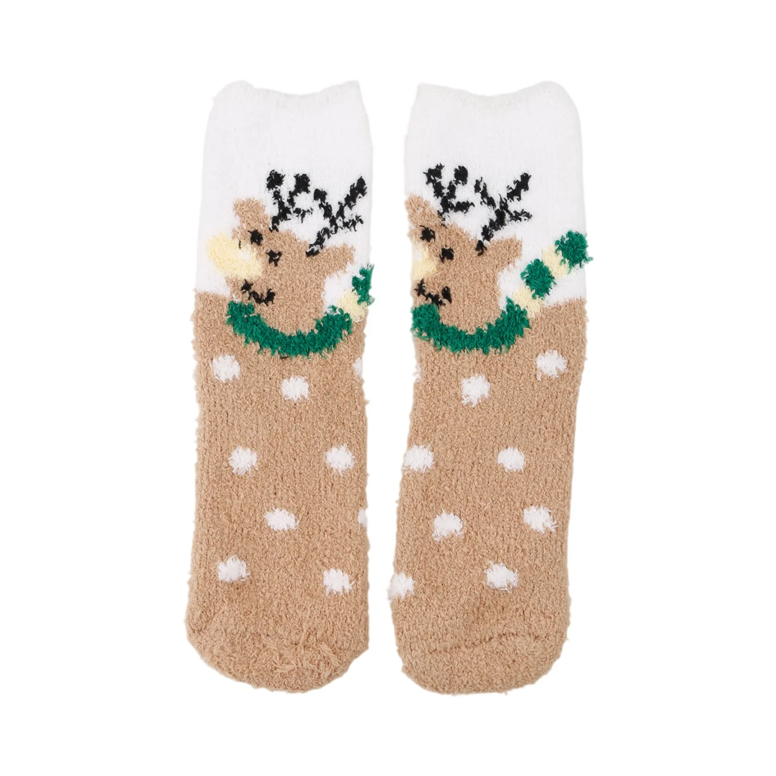 Senhoras meias de natal coral veludo meias dos desenhos animados elk meio veludo meias sono chão inverno mais quente engraçado bonito dos desenhos animados