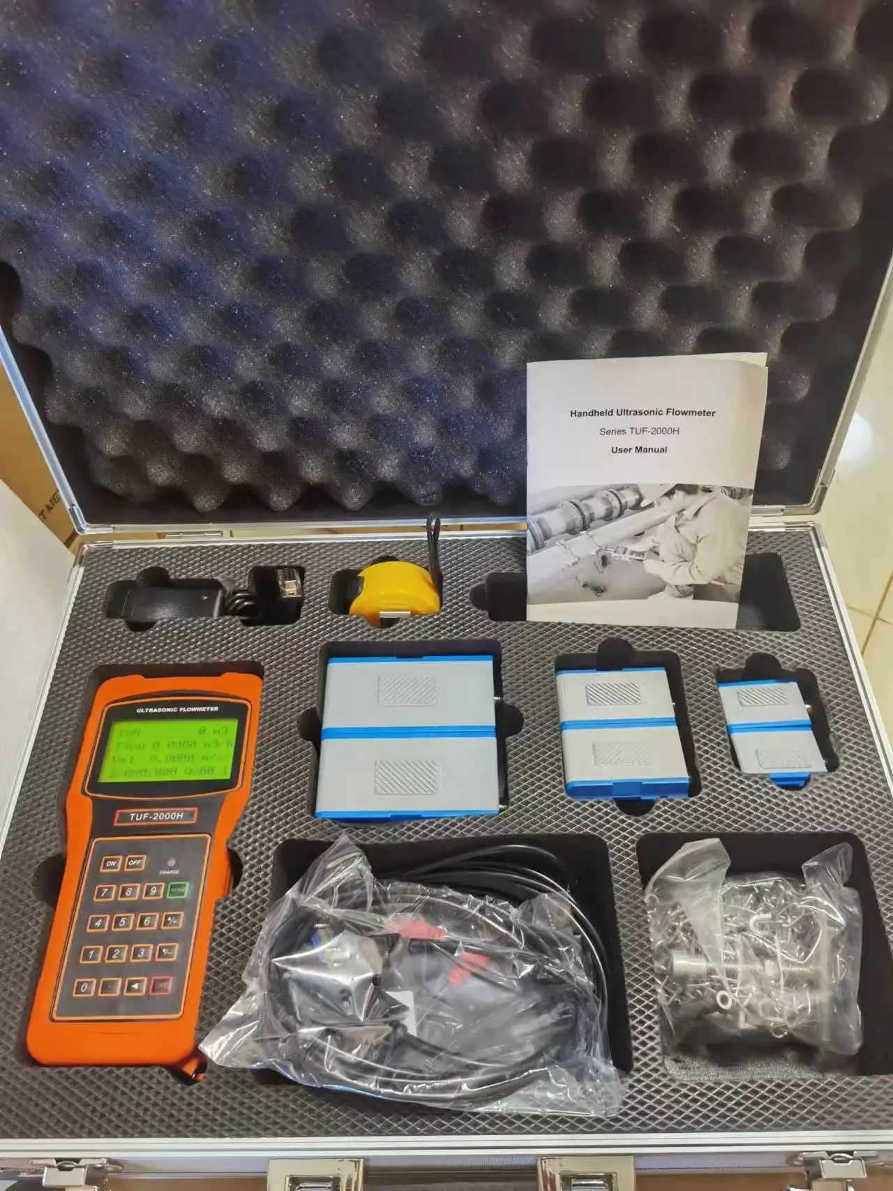 TUF-2000H Protable Handheld Ultrasonic fwith TS-2 & TM-1 & TL-1 Sensor for DN25-6000 0~90℃