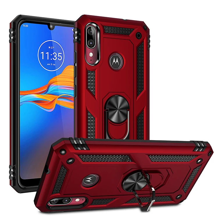 Shockproof Case for Motorola Moto E6 plus E6plus E 6+ 6plus Armor Military Drop Protective Magnet Car Holder Ring Case Cover