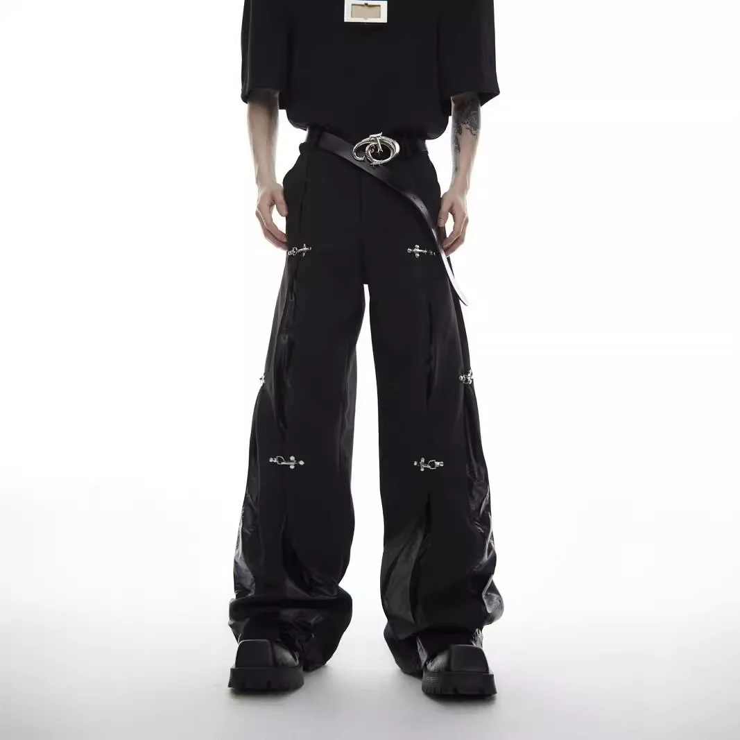 Man Jeans 2026 Spring Unique Design Pants Men's Loose Draped Jeans Paneled Suit Trousers With Plane Buckle Denim Pants