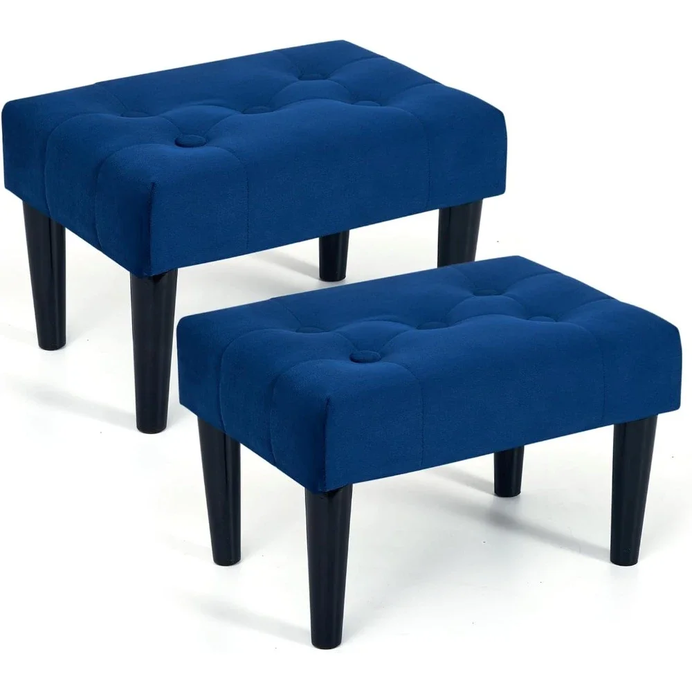 Small footstool, soft footstool with wooden legs, sofa footstool, suitable for living room entrance office