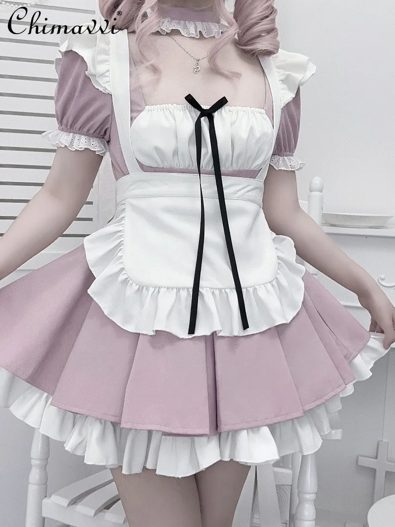 

Оригинальный дизайн, массовый костюм горничной, фартук в стиле аниме, милое платье с бантом, новинка лета 2025, элегантное короткое платье для милых девочек