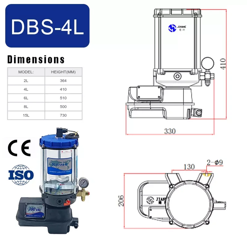 DBS 2L 24V 1-6 outlet Automatic lubrication pump oiller of Auto grease Pump systems for Electric centralized lubrication System