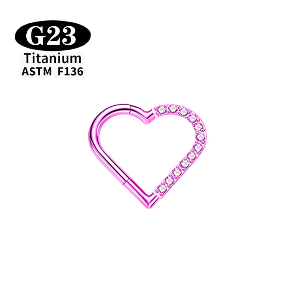 ASTM F136 G23 Titan Herz-Nasenring Ohrring Creolen Eloxierter Piercing-Schmuck-Set für Ohrknorpel, Tragus, Helix, Conch, Daith – Detail 8