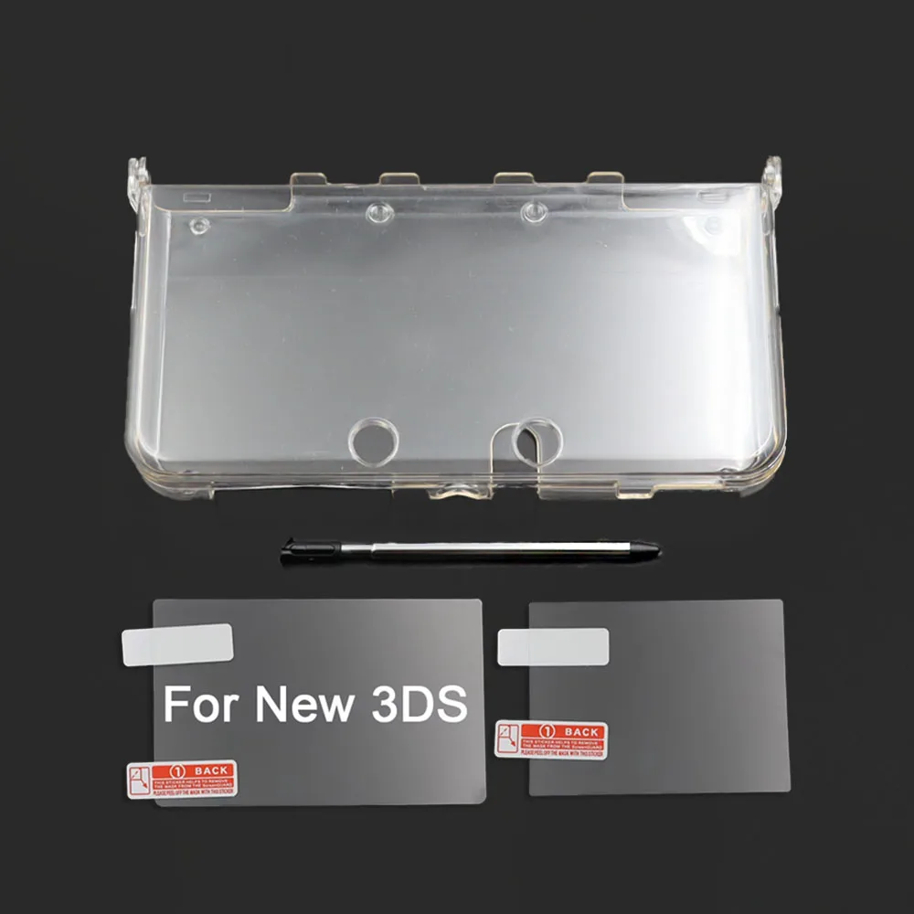 Transparente, geteilte Schutzhülle für den neuen 3DS, transparente Hartschale + Displayschutzfolie + Stylus-Stift