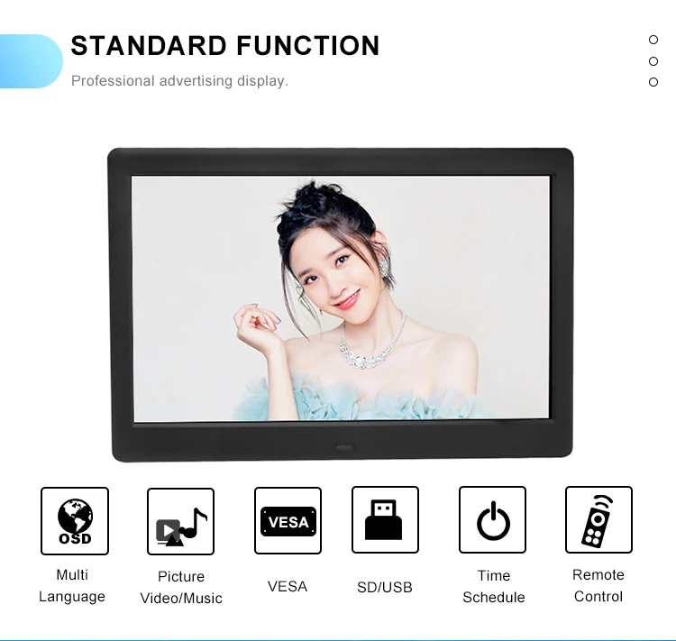 Slim 10 Inch HD Video Indoor Display Screen Media Player Advertising Machine LCD Digital Signage